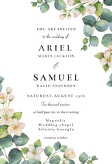 Botanical & White Flowers - Invitación De Boda